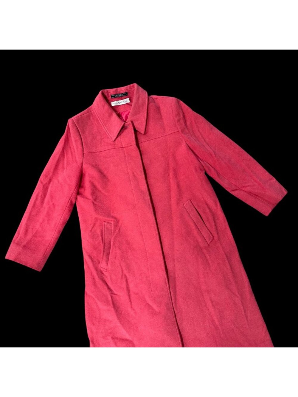 Vintage Pink Trench Coat Size 12 Italian Wool Blend Button Front Pockets 90s Y2K